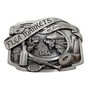 Flea Markets Of America Belt Buckle 1984 Limited Edition Vendor Swap Meet Vtg